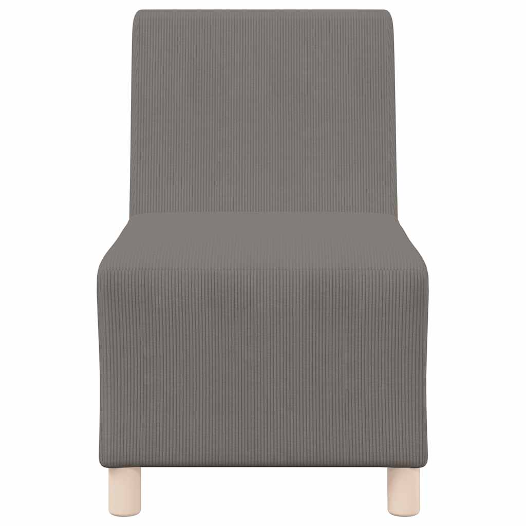 Divano Sedia Grigio Chiaro 55 cm Tessuto di Velluto a Coste