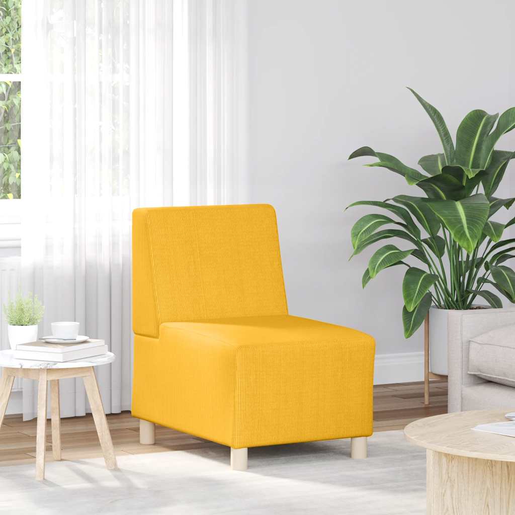 Divano Sedia Giallo Chiaro 55 cm in Tessuto di Velluto a Coste