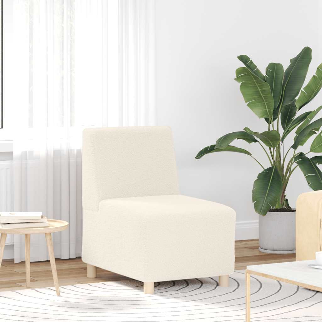 Divano Sedia Crema 55 cm Tessuto Riccio Effetto Lana