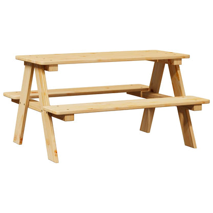 Tavolo per Bambini con Panche IRUN 90x79,5x50 cm Legno Massello