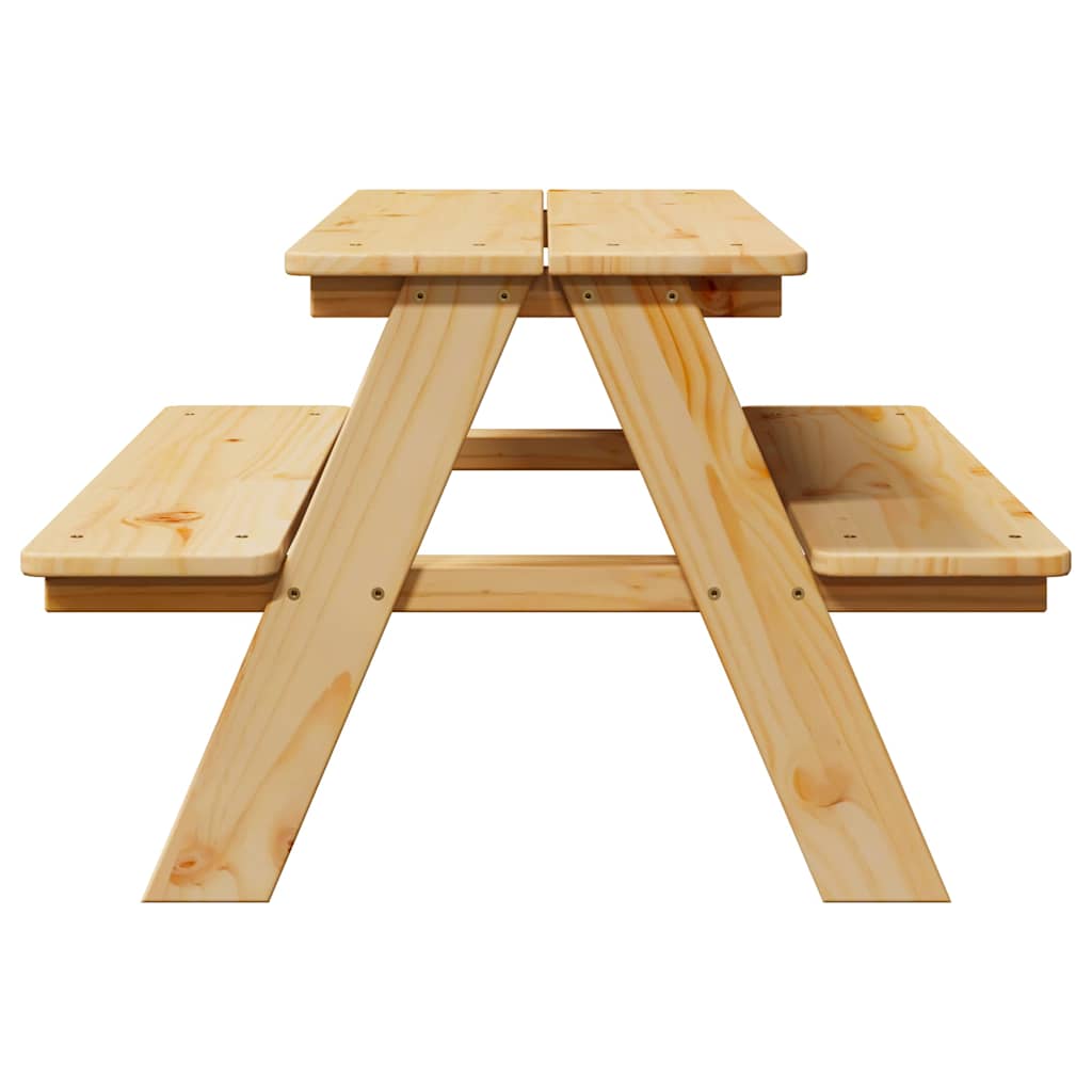 Tavolo per Bambini con Panche IRUN 90x79,5x50 cm Legno Massello