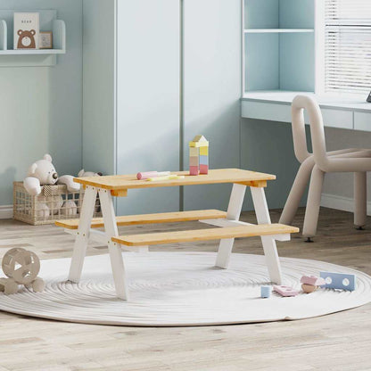 Tavolo per Bambini con Panche IRUN 90x79,5x50 cm Legno Massello