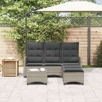 Set Divani da Giardino 3 pz con Cuscini a L Grigio Polyrattan