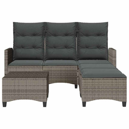 Set Divani da Giardino 3 pz con Cuscini a L Grigio Polyrattan