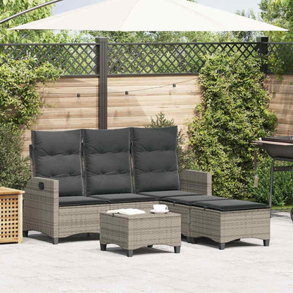 Set Divani da Giardino 3 pz con Cuscini a L Grigio Polyrattan