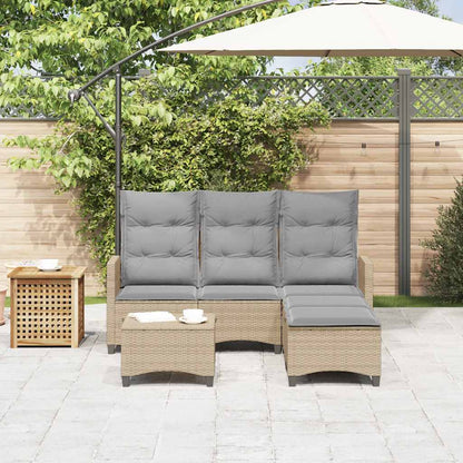 Set Divano da Giardino 3 pz con Cuscini a L Beige in Polyrattan