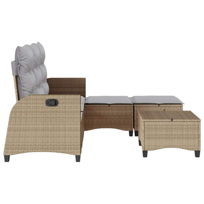 Set Divano da Giardino 3 pz con Cuscini a L Beige in Polyrattan
