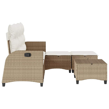 Set Divano da Giardino 3 pz con Cuscini a L Beige in Polyrattan