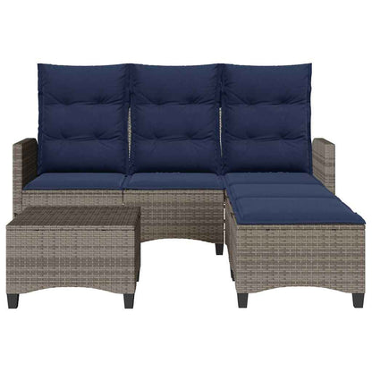 Set Divani da Giardino 3 pz con Cuscini a Forma di L Polyrattan