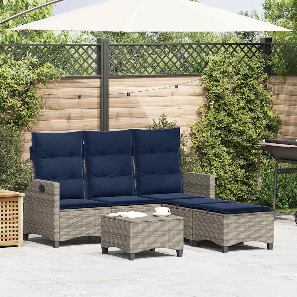 Set Divani da Giardino 3 pz con Cuscini a Forma di L Polyrattan