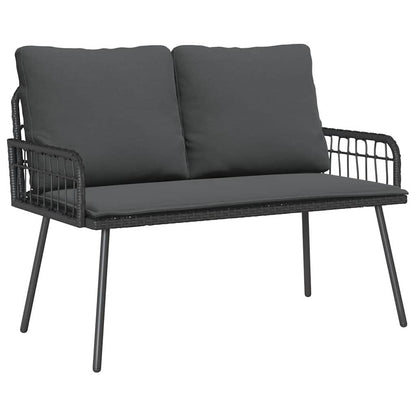 Set da Pranzo per Giardino con cuscino 2 pcs Nero polyrattan