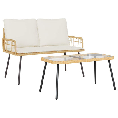 Set da Pranzo per Giardino 2 pcs Naturale polyrattan