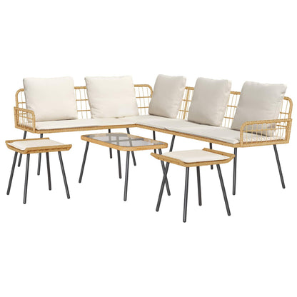 Set Divano da Giardino con cuscino 4 pcs Naturale polyrattan