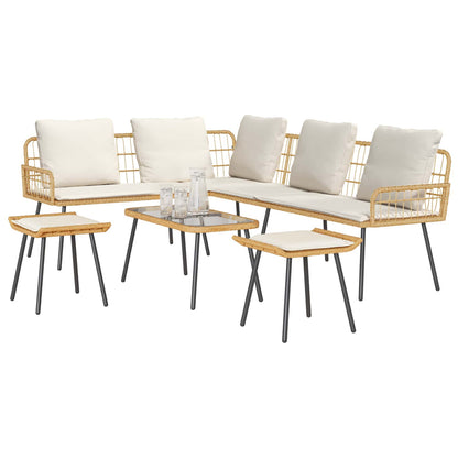 Set Divano da Giardino con cuscino 4 pcs Naturale polyrattan