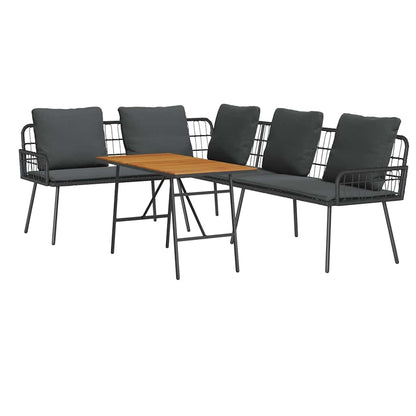 Set Divano da Giardino 2 pcs Nero polyrattan