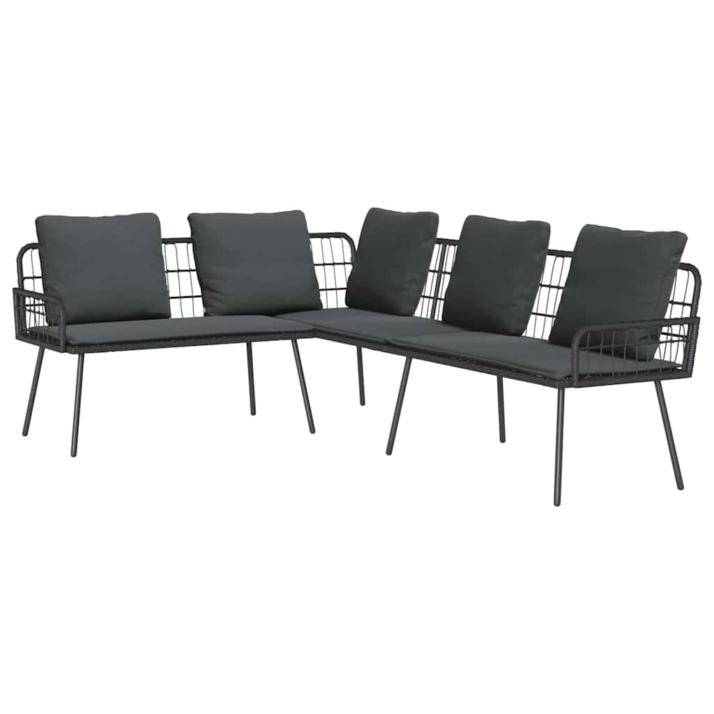 Set Divano da Giardino 2 pcs Nero polyrattan