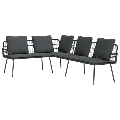 Set Divano da Giardino 2 pcs Nero polyrattan