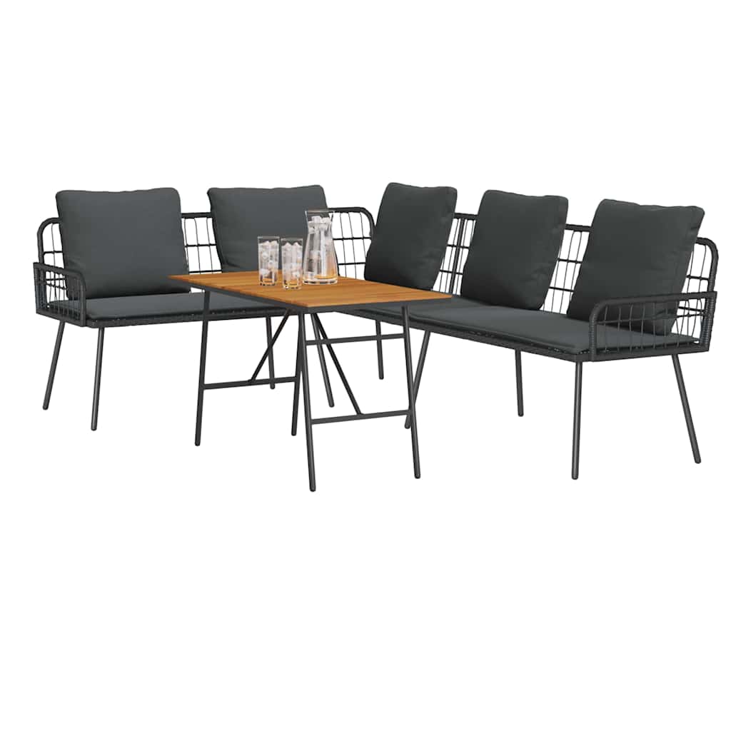 Set Divano da Giardino 2 pcs Nero polyrattan