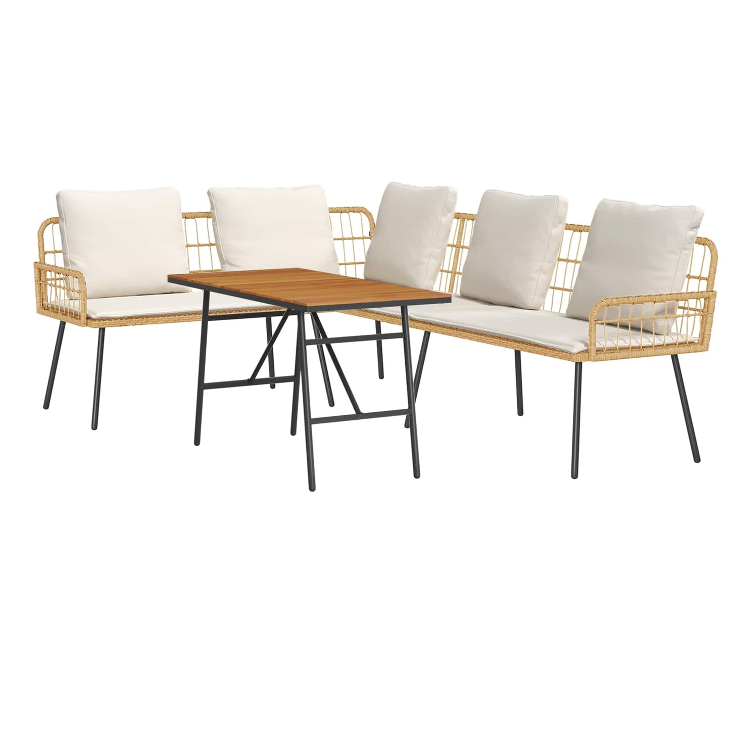 Set Divano da Giardino 2 pcs Beige polyrattan