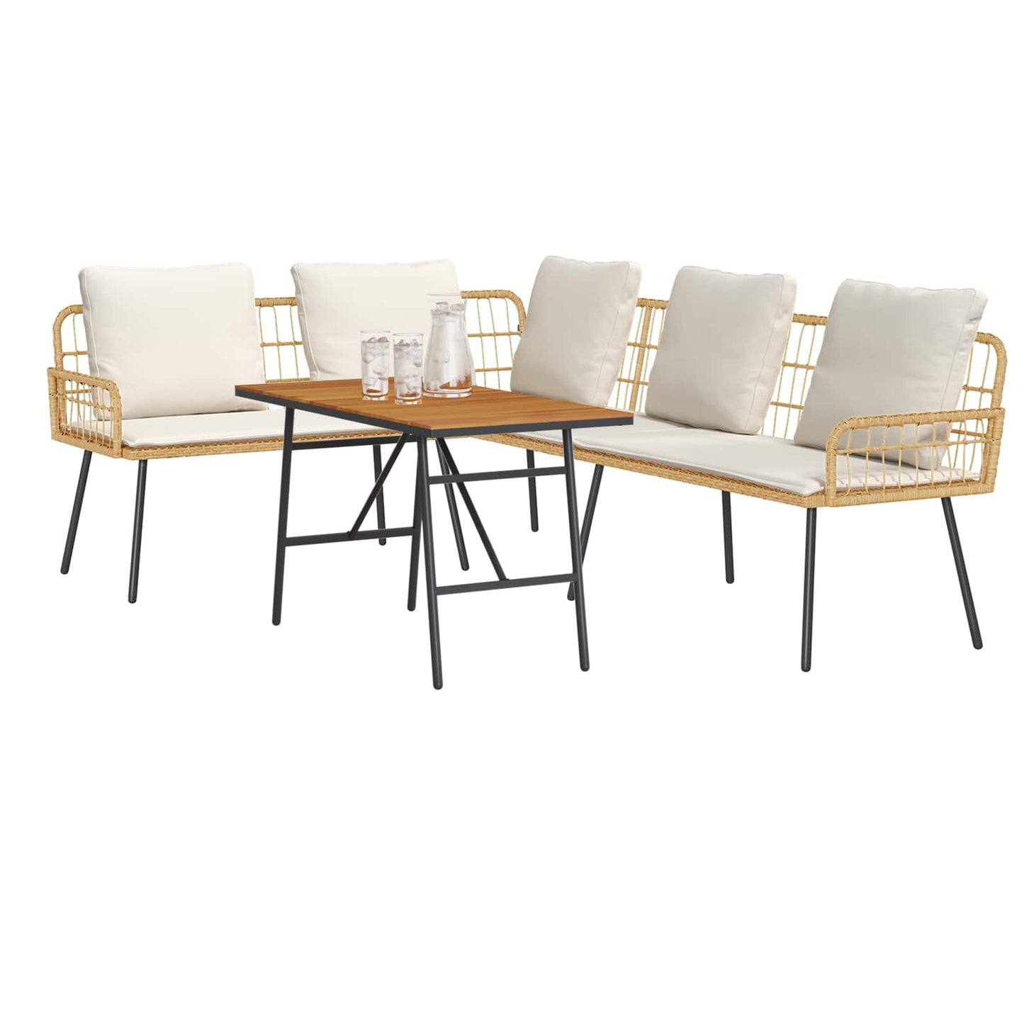 Set Divano da Giardino 2 pcs Beige polyrattan