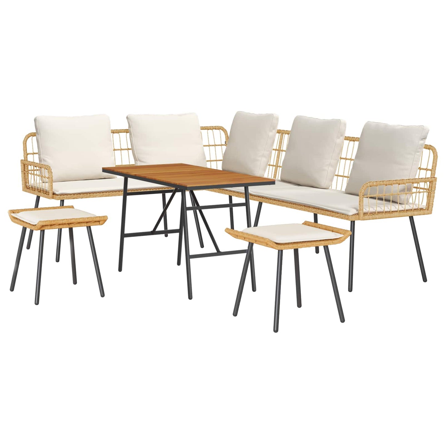 Set Divano da Giardino 4 pcs Beige polyrattan