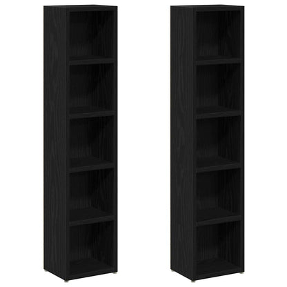 Scaffali Porta CD 2 pz Rovere Nero 21x16x93,5 cm in Truciolato
