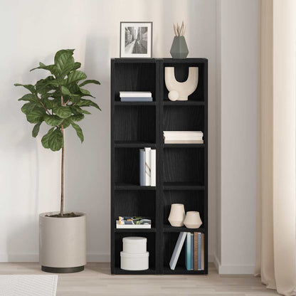 Scaffali Porta CD 2 pz Rovere Nero 21x16x93,5 cm in Truciolato