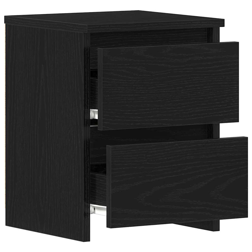 Armadio da Notte con cassetto 2 pcs Rovere Nero 30 x 30 x 40 cm