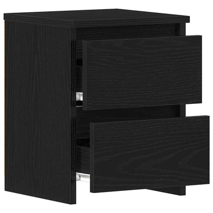 Armadio da Notte con cassetto 2 pcs Rovere Nero 30 x 30 x 40 cm