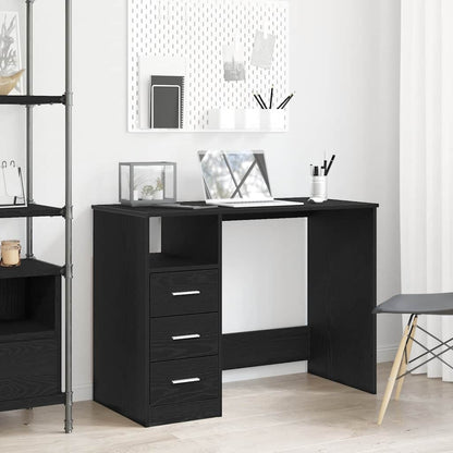 Scrivania Cassetti Rovere Nero 102x50x76 cm Legno Multistrato