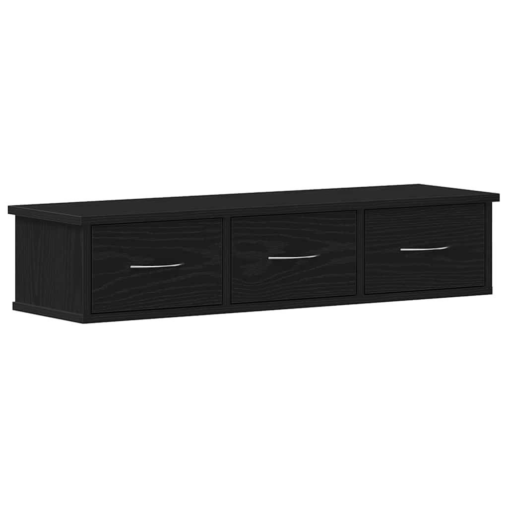 Mobile a Parete Rovere Nero 88x26x18,5 cm in Truciolato