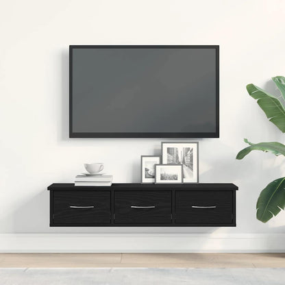 Mobile a Parete Rovere Nero 88x26x18,5 cm in Truciolato