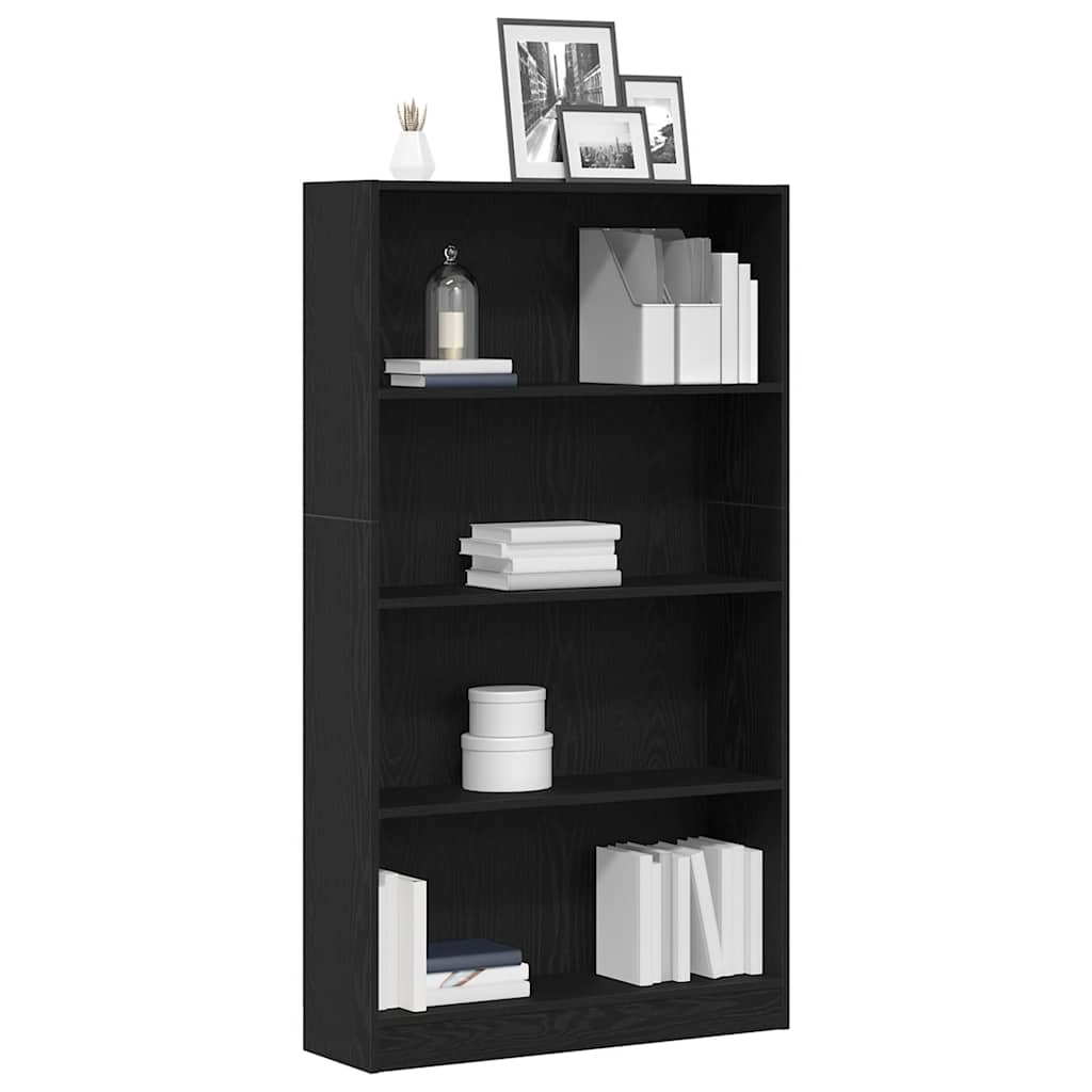 Libreria a 4 Ripiani Rovere Nero 80x24x143 cm in Truciolato