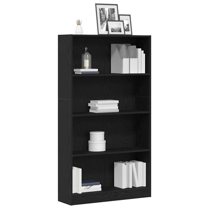 Libreria a 4 Ripiani Rovere Nero 80x24x143 cm in Truciolato