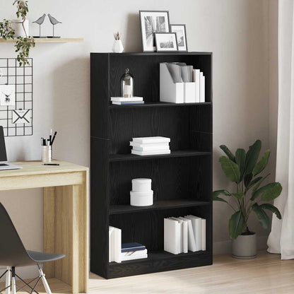 Libreria a 4 Ripiani Rovere Nero 80x24x143 cm in Truciolato