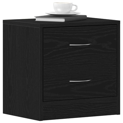 Comodino Rovere Nero 40x30x40 cm in Legno Multistrato