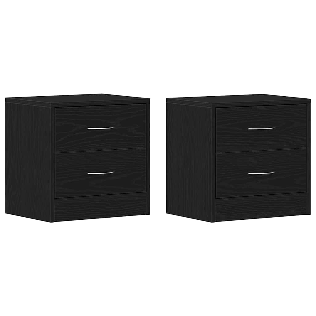 Comodini 2pz Rovere Nero 40x30x40 cm in Legno Multistrato