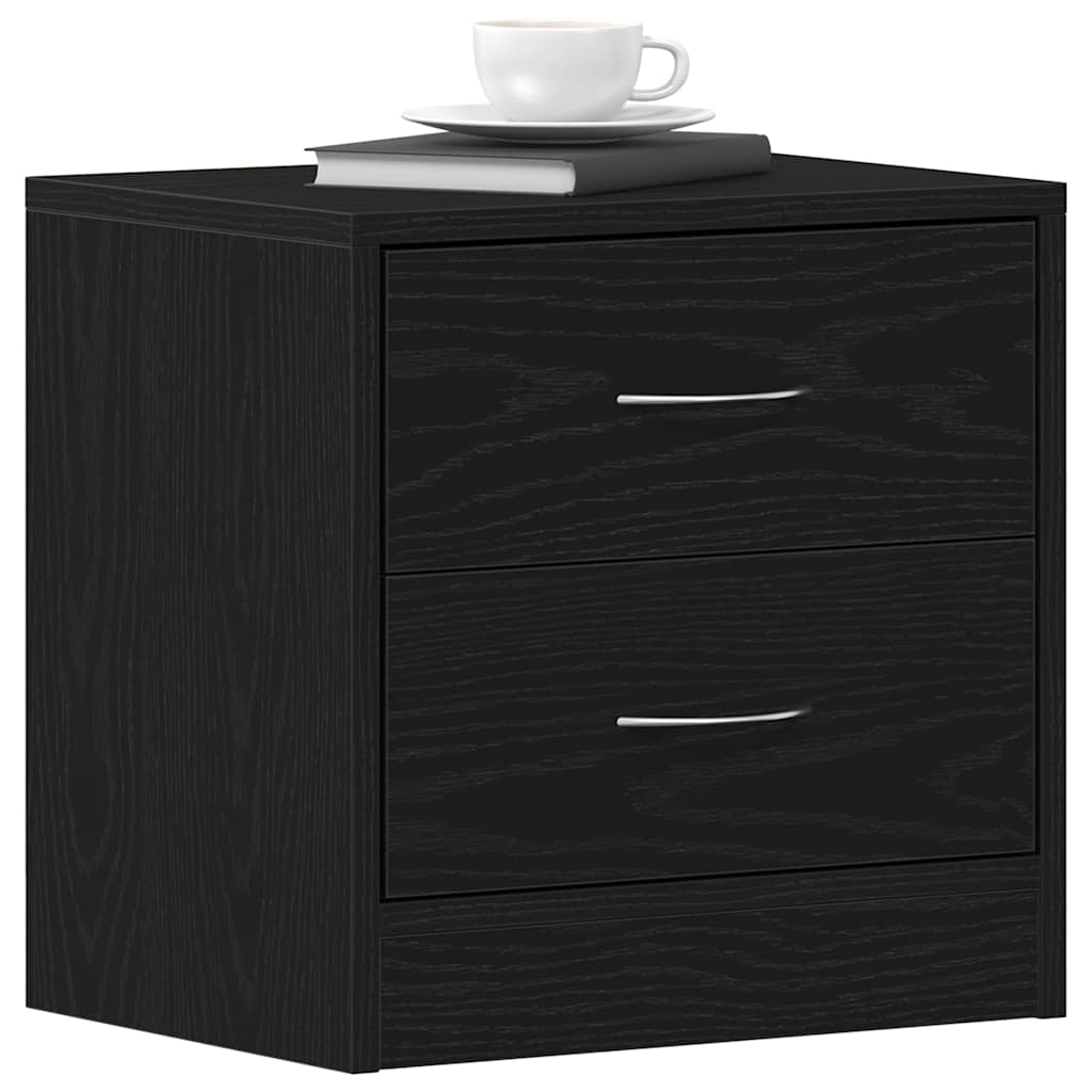 Comodini 2pz Rovere Nero 40x30x40 cm in Legno Multistrato