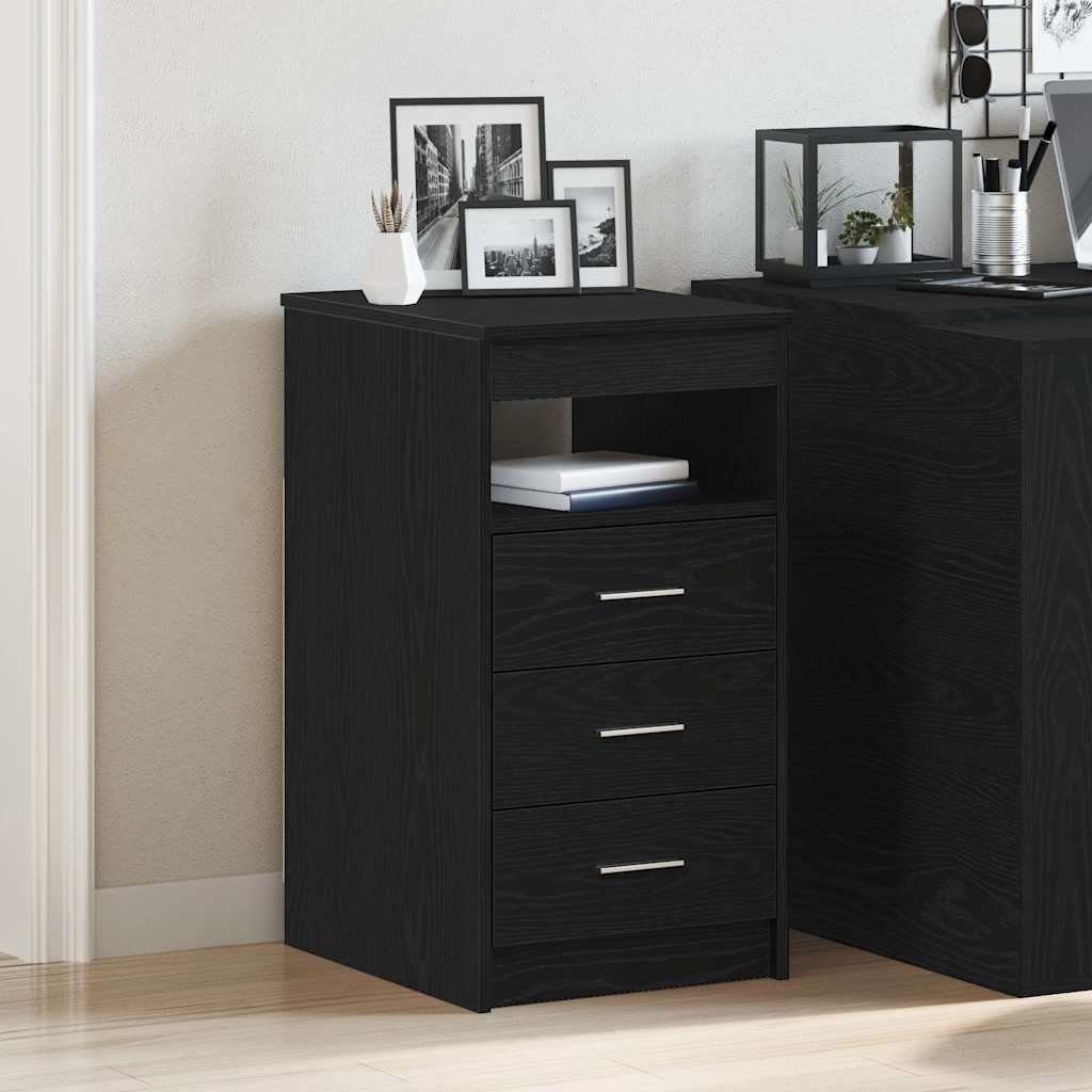 Cassettiera Rovere Nero 40x50x76 cm in Legno Multistrato