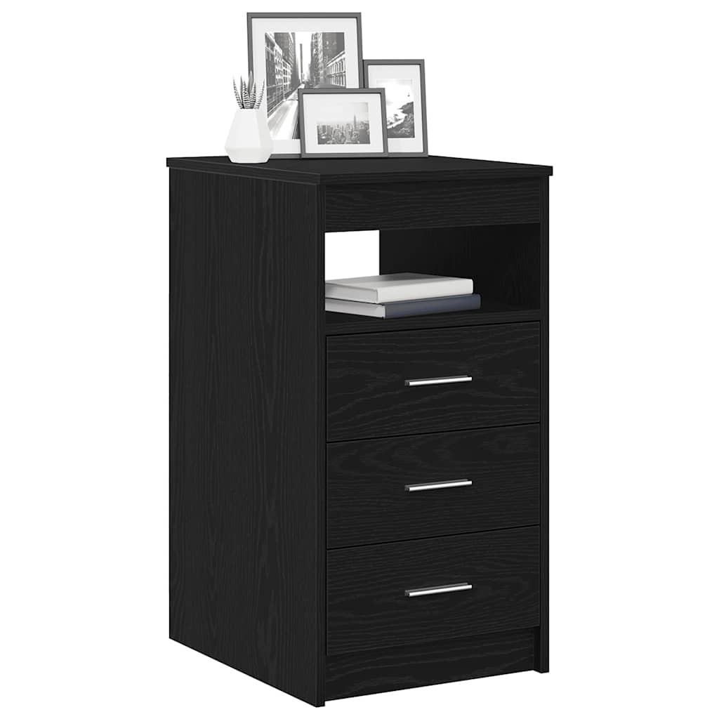 Cassettiera Rovere Nero 40x50x76 cm in Legno Multistrato
