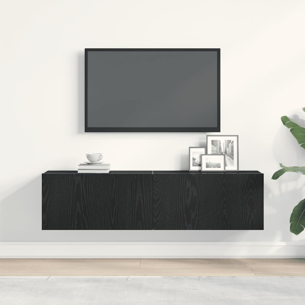 Mobile TV Rovere Nero 120x30x30,5 cm in Legno Multistrato