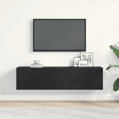 Mobile TV Rovere Nero 120x30x30,5 cm in Legno Multistrato