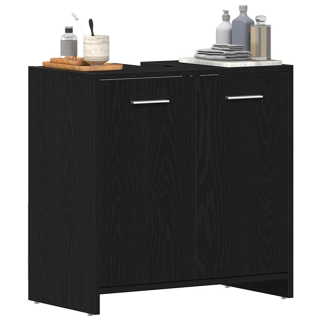 Mobile Lavabo Bagno Rovere Nero 60x30x60cm in Legno Multistrato