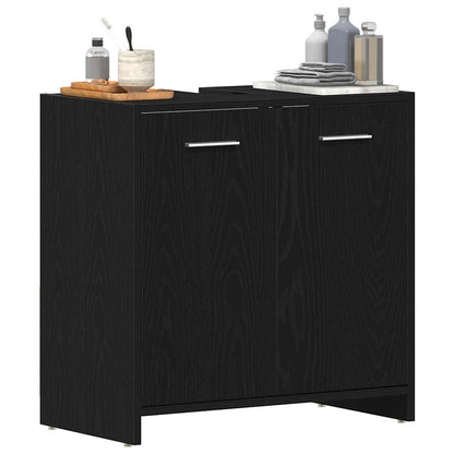 Mobile Lavabo Bagno Rovere Nero 60x30x60cm in Legno Multistrato