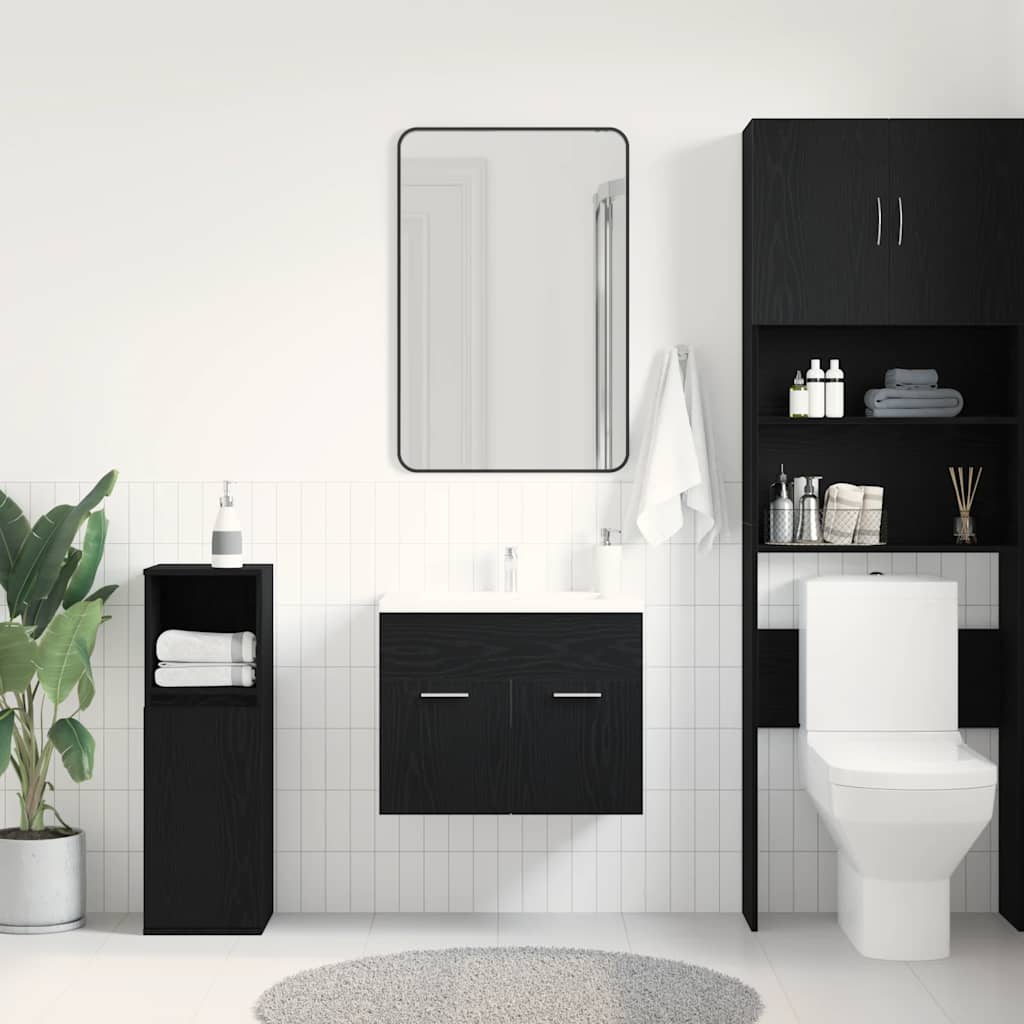 Mobile Lavabo da Bagno Rovere Nero 60x38,5x46 cm in Truciolato