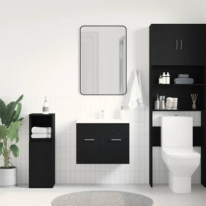 Mobile Lavabo da Bagno Rovere Nero 60x38,5x46 cm in Truciolato