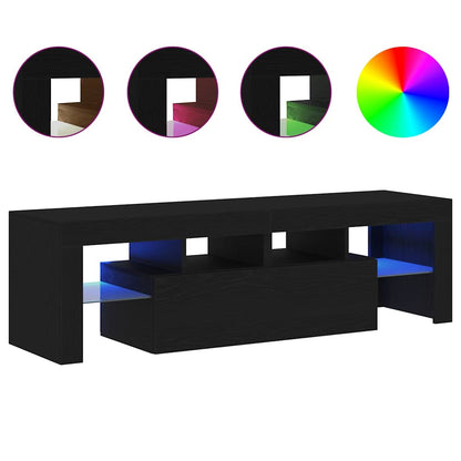 Mobile Porta TV con LED Rovere Nero 140x36,5x40 cm Truciolato