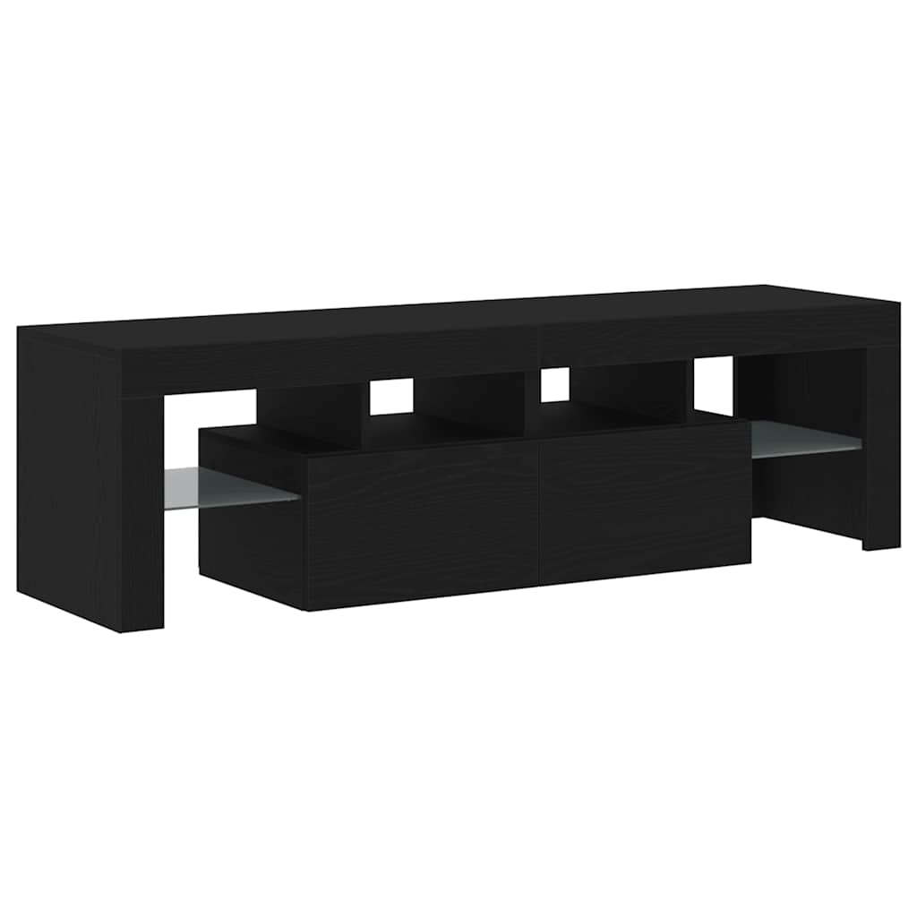 Mobile Porta TV con LED Rovere Nero 140x36,5x40 cm Truciolato