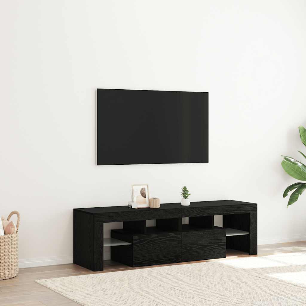 Mobile Porta TV con LED Rovere Nero 140x36,5x40 cm Truciolato