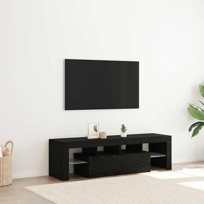 Mobile Porta TV con LED Rovere Nero 140x36,5x40 cm Truciolato
